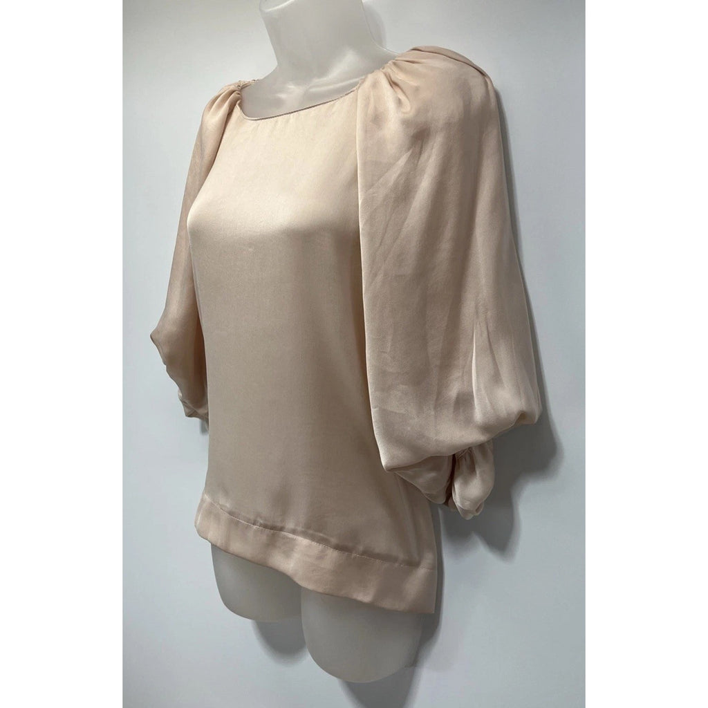 Women’s Umgee Sandstorm Satin Short Sleeve Lined Balloon Sleeve Blouse, Medium