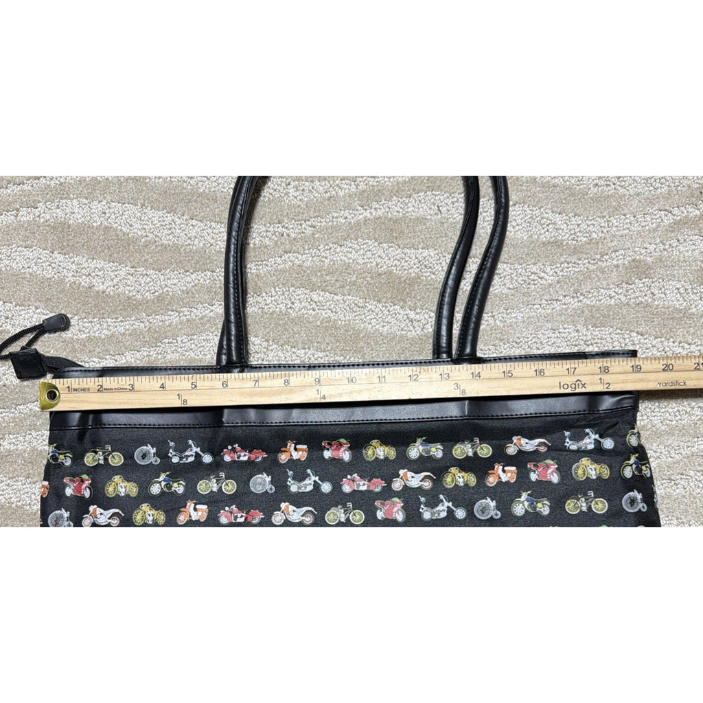 The Art Of The Motorcycle Tote / Purse Vegan Leather Trim Large Bag