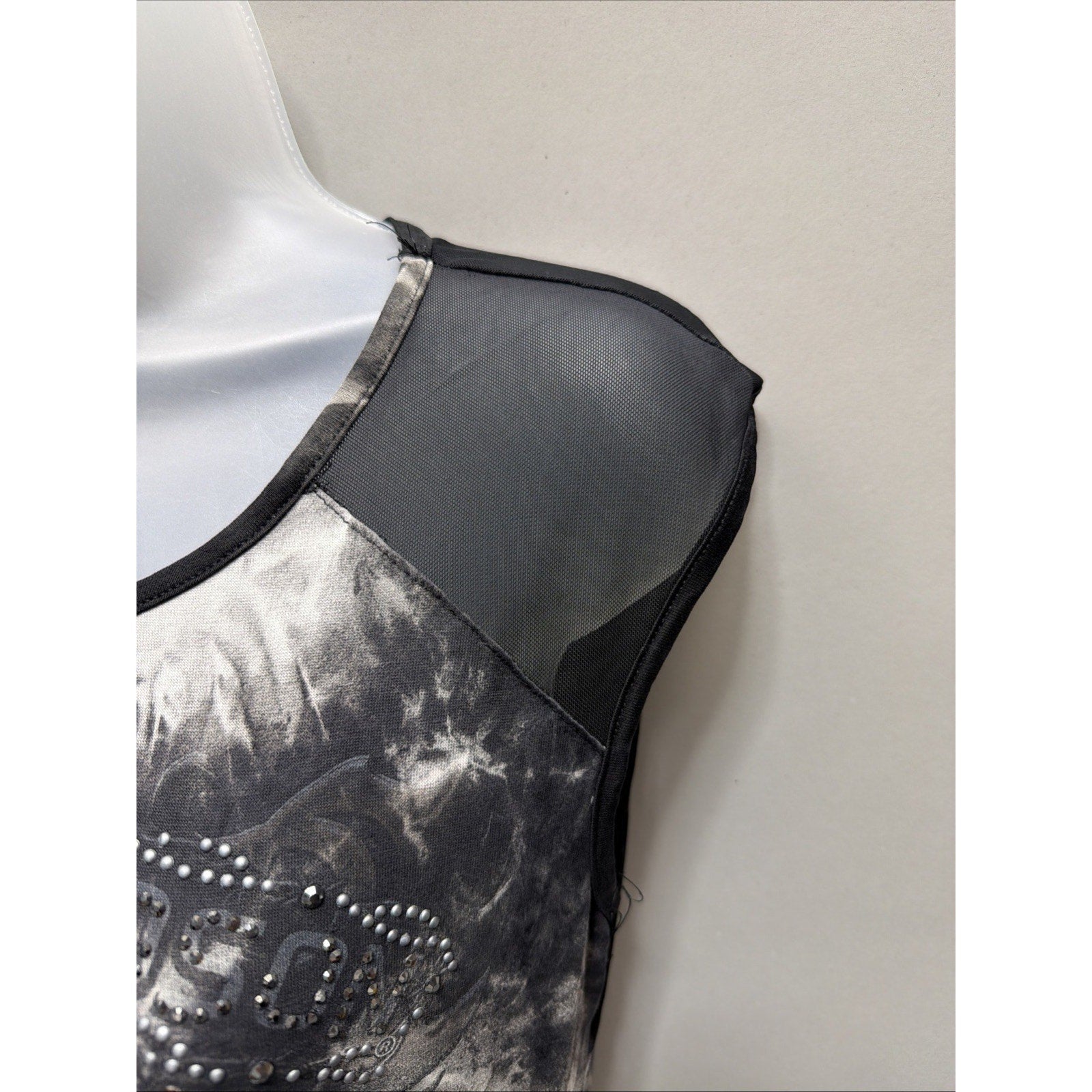 Harley Davidson Black Women Medium Shirt Blouse Rhinestones Black Flaw