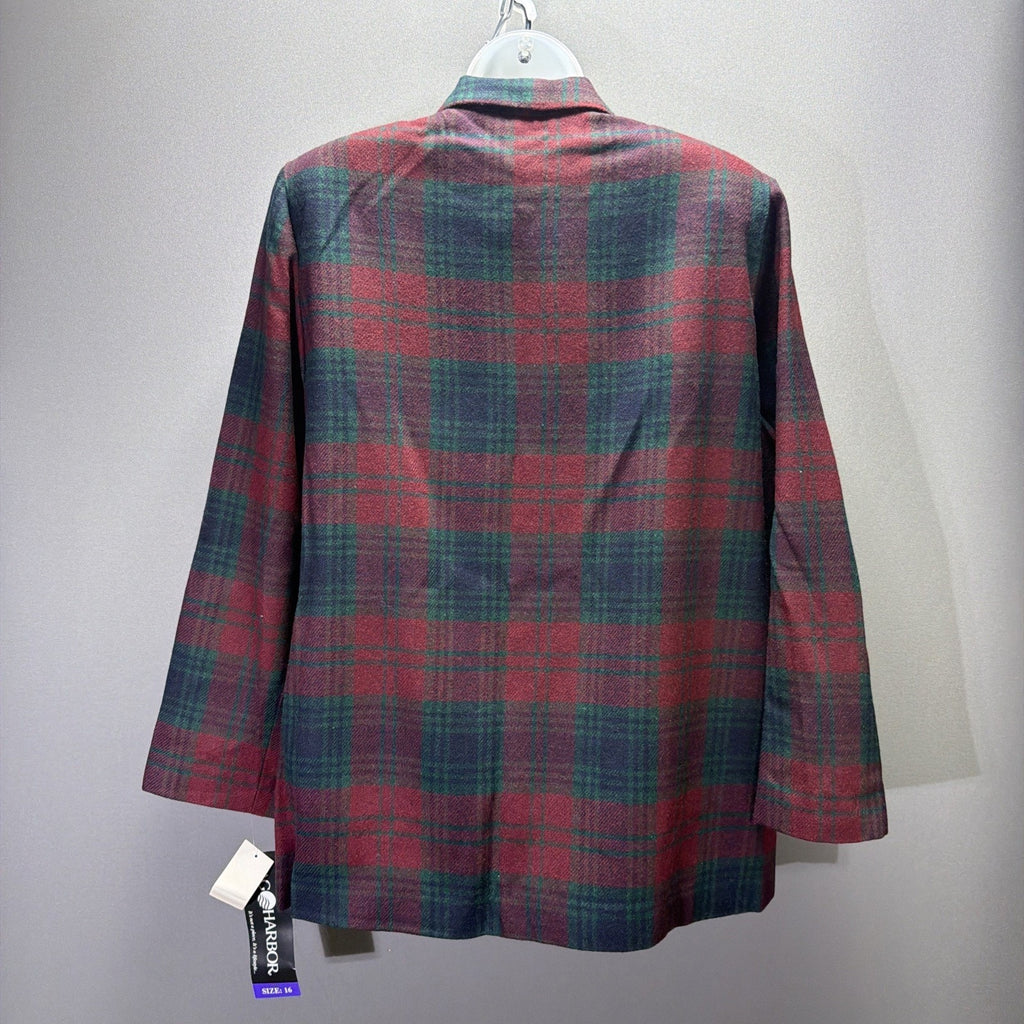 Vtg Sag Harbor Women's 12 Red Plaid Wool Blend Single Breasted Lined Blazer NWT