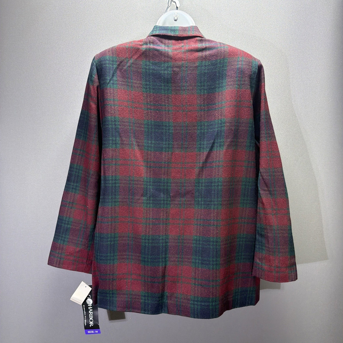 Vtg Sag Harbor Women's 12 Red Plaid Wool Blend Single Breasted Lined Blazer NWT