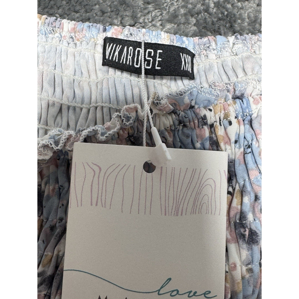 Mikarose Blue Floral Smocked Babydoll Midi Dress Women’s Size XXXL New