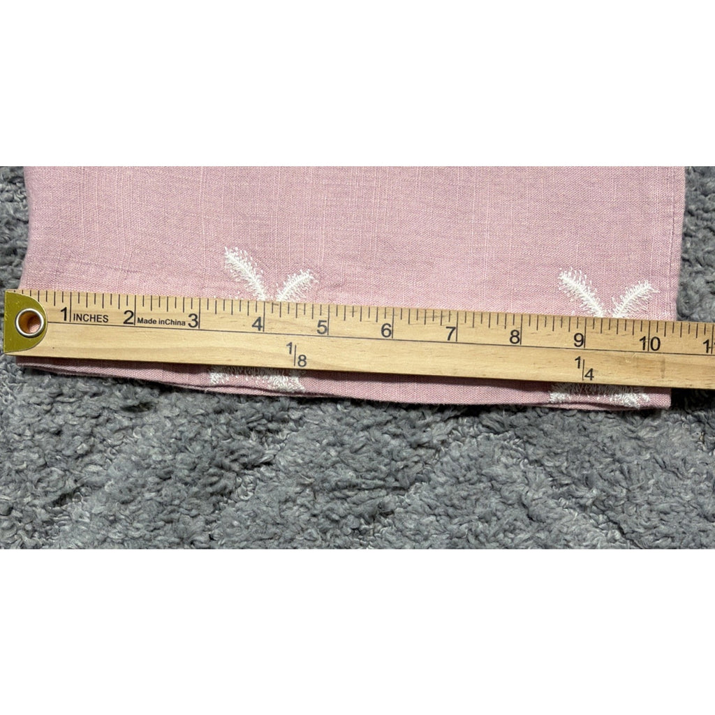 ELIE TAHARI Soft Mauve Linen Blend Pants Embroidered Motif Size 4 Beachy Casual