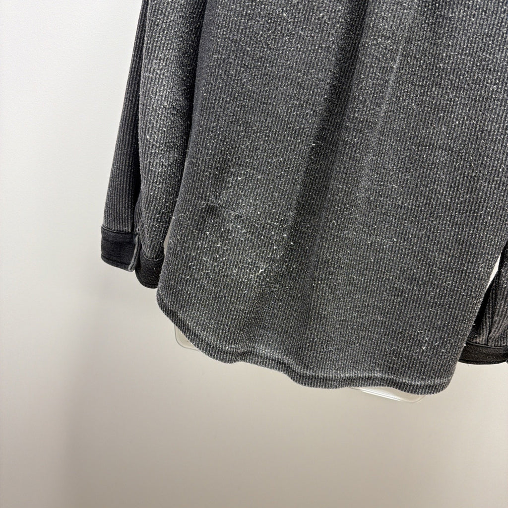Thread and Supply Vintage Black Button-Up Terry Shirt Shacket XS Pockets
