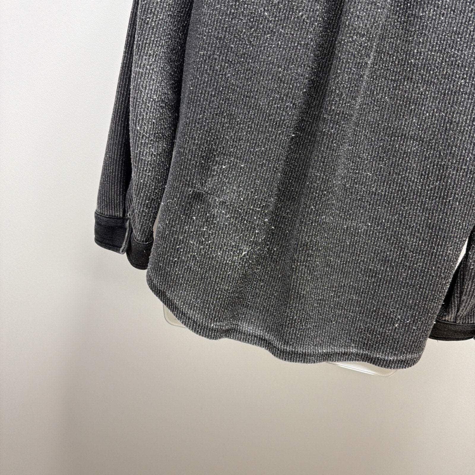Thread and Supply Vintage Black Button-Up Terry Shirt Shacket XS Pockets