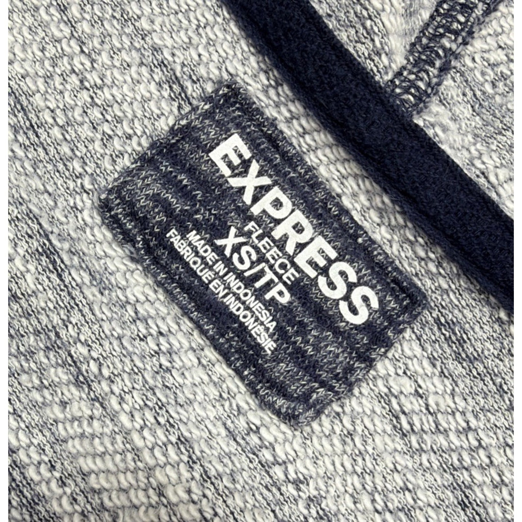 Express Fleece Hoodie Womens Full Zip Color Block XS Blue Drawstring