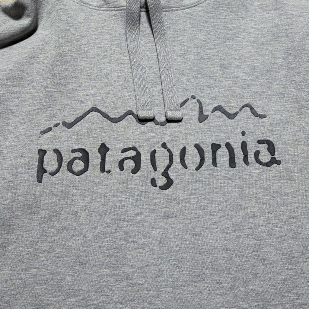Men’s L Patagonia Gray Hoodie with Graphic Logo Organic Cotton Stretch