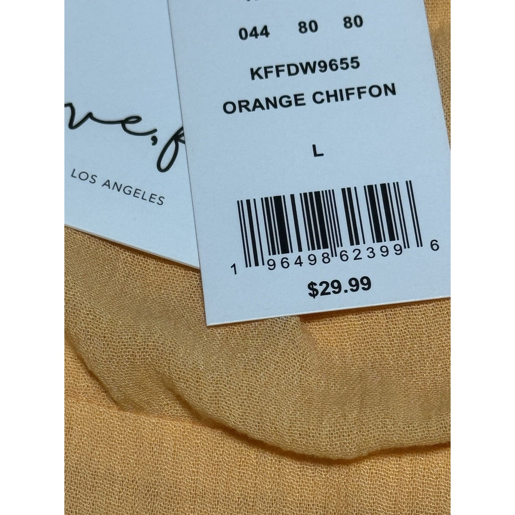 NEW Love, Fire Boho Yellow Chiffon Mini Dress Women L Tiered Ruffle Strappy