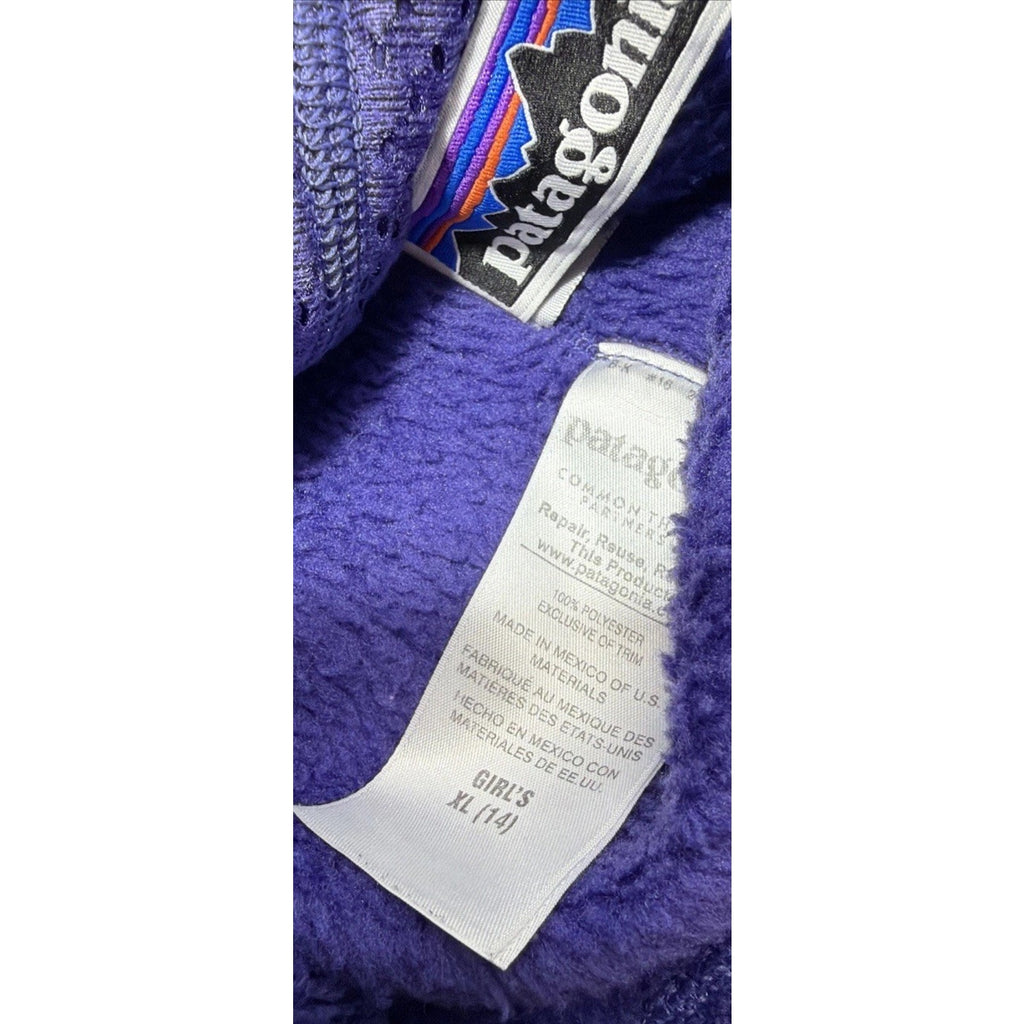 Patagonia Girl's Re-Tool Snap-T Polartec Fleece Pullover Size XL Purple