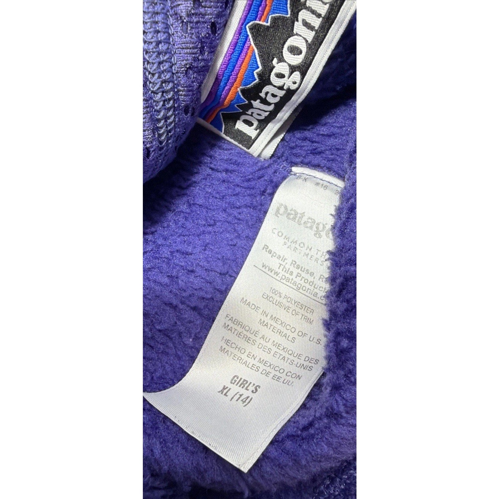 Patagonia Girl's Re-Tool Snap-T Polartec Fleece Pullover Size XL Purple