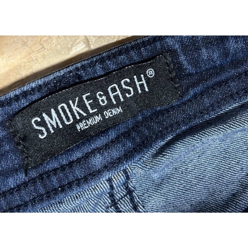 Smoke & Ash Men's Skinny Distressed Blue Jeans Size 29x30 stretch