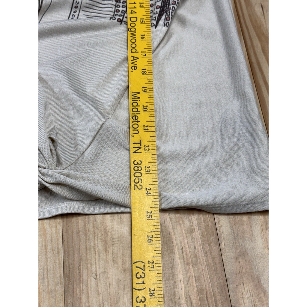 Kiss & Fly City Scape Fashion Theme Rhinestone Long Sleeve Top Women's Size L