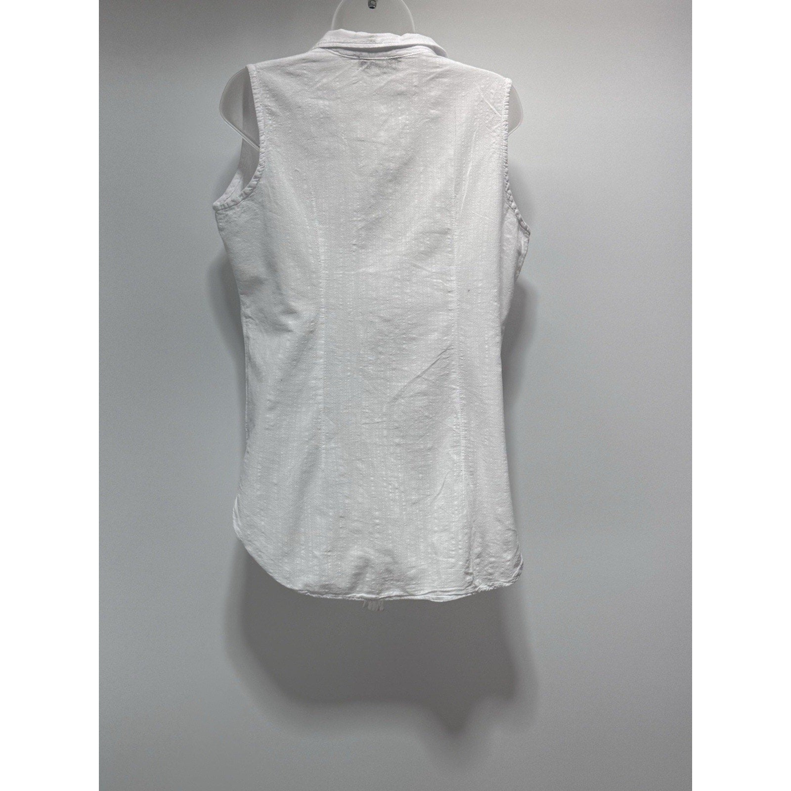 Cotton Natural Peru Sleeveless White Button Front Collared Women’s Medium NWT