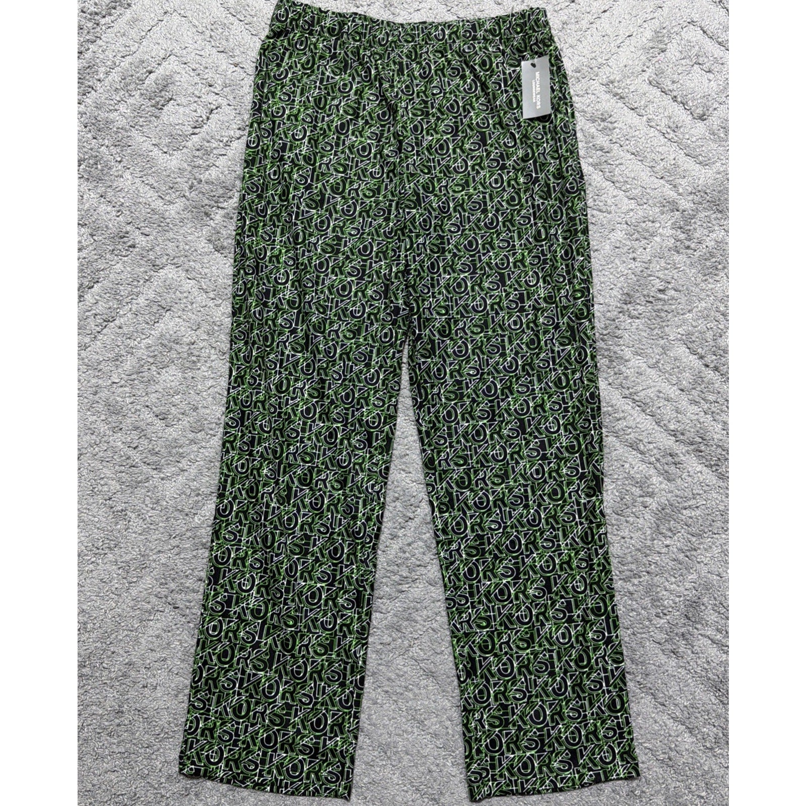 MICHAEL KORS All Over Print Black Green Loungewear Sleep Pants Men's M NWT