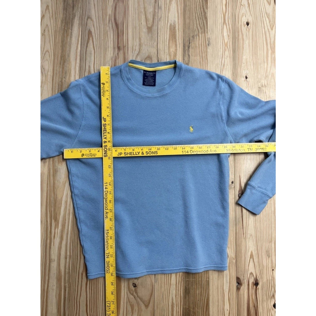 Polo Ralph Lauren Sweater Men Large Waffle Blue Sleepwear Pajama Outdoors Cotton