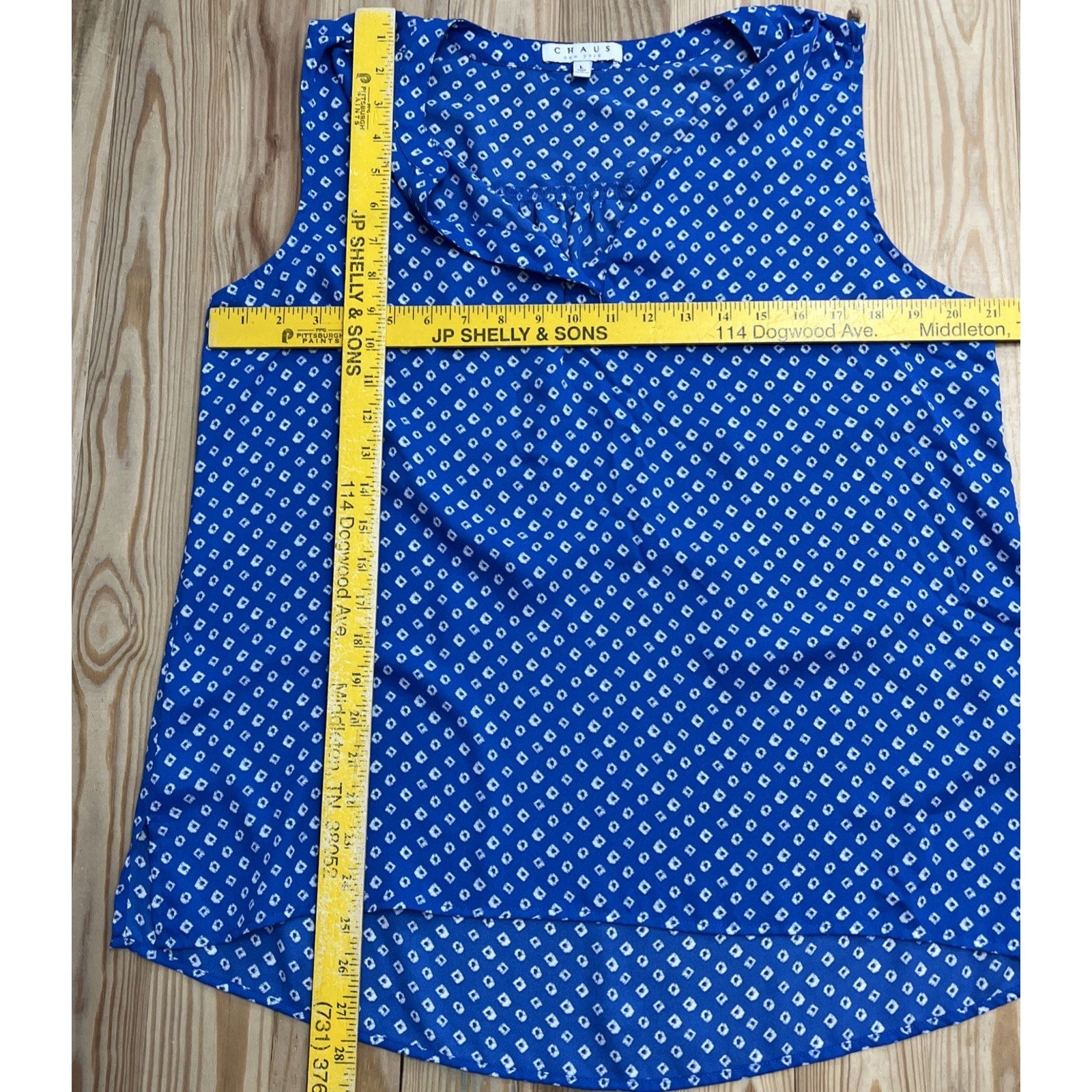 Chaus New York Women's Blue Sleeveless Top Blouse Shirt Size Large
