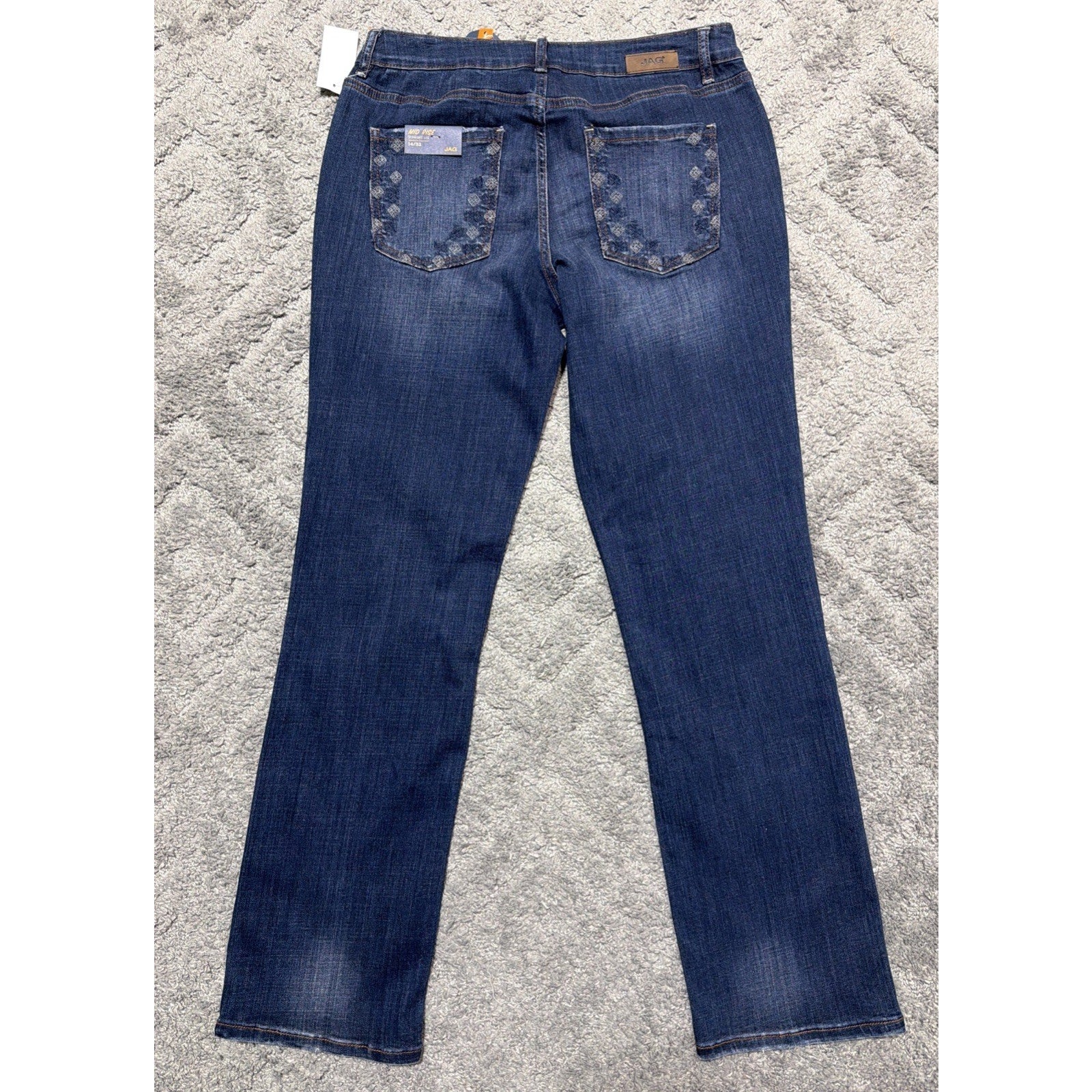 Jag Jeans Kelso Straight Casper Wash Embroidered Pocket Size 14 Denim New W Tags