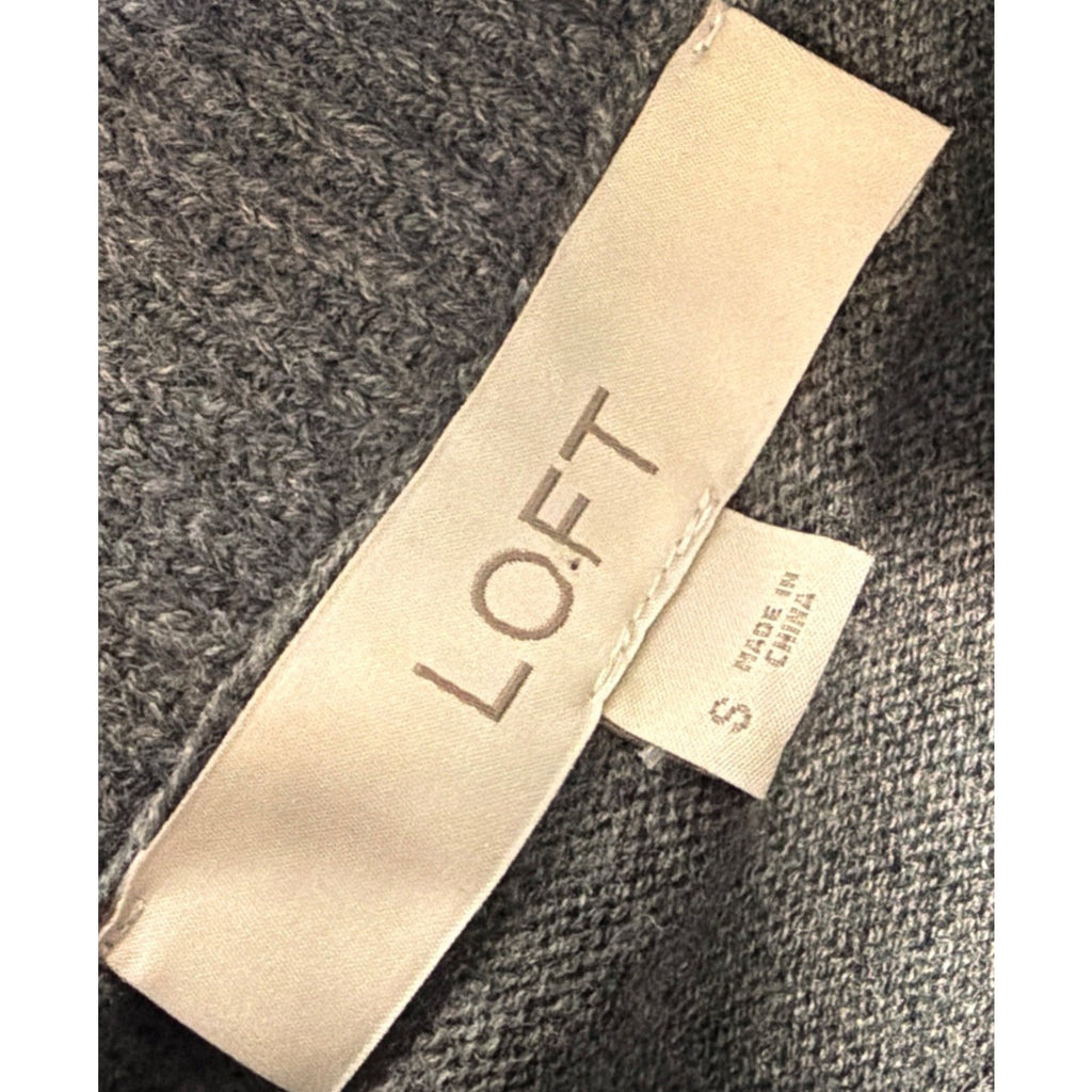 Loft Gray Long Sleeve Pullover Turtleneck Knit Tunic Sweater Size Small