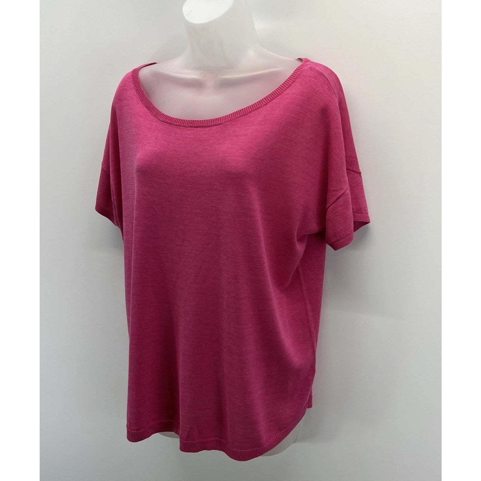 TALBOTS Woman L Pink Short Sleeved Sweater Cotton Blend Lightweight