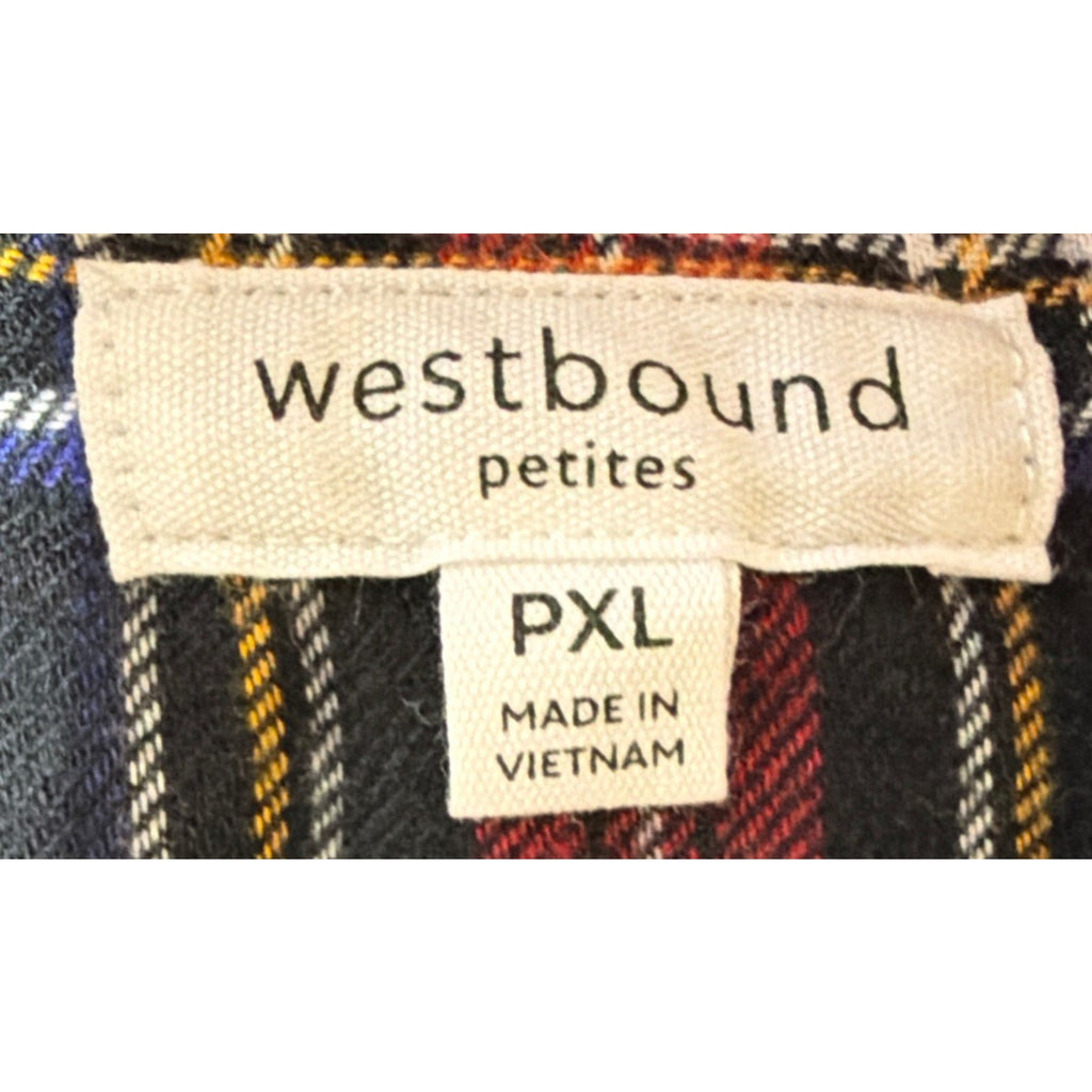 NWT Westbound Women's Red, Blue & White Plaid Flannel Button-down Top Shirt PXL