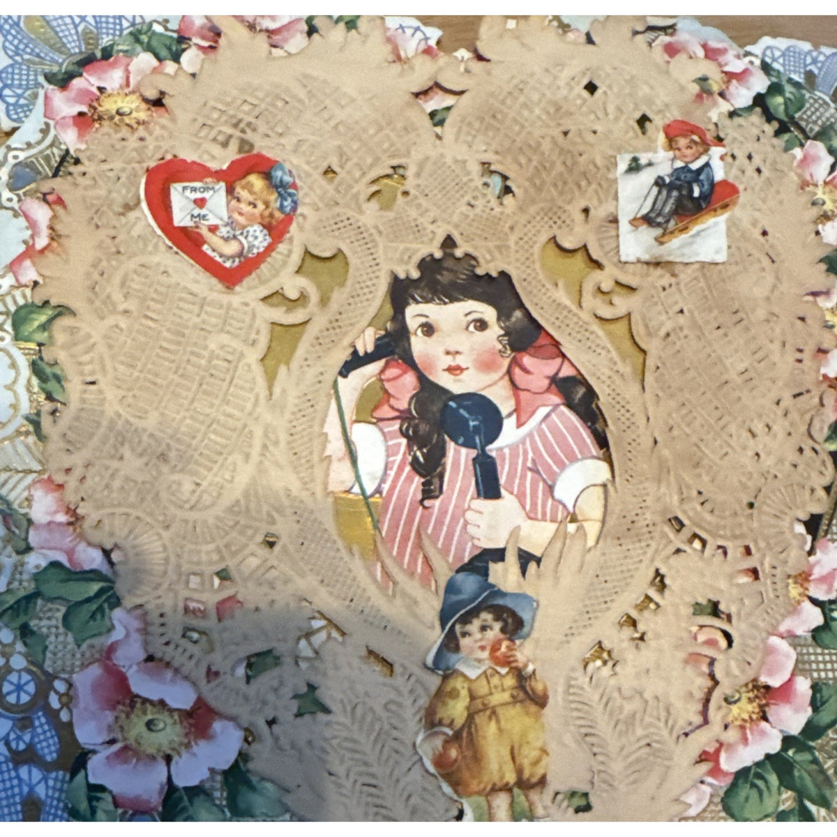 Sweet Victorian Valentine Perfect Paper Lace Sweet Die Cut Floral Decor 1920’s
