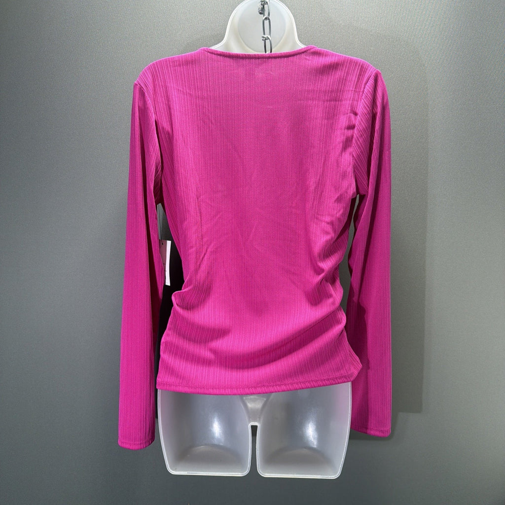 NWT ~ Nine West ~ Wrap Shirt w/Ruched Detail on side Fuchsia Size M Stretch