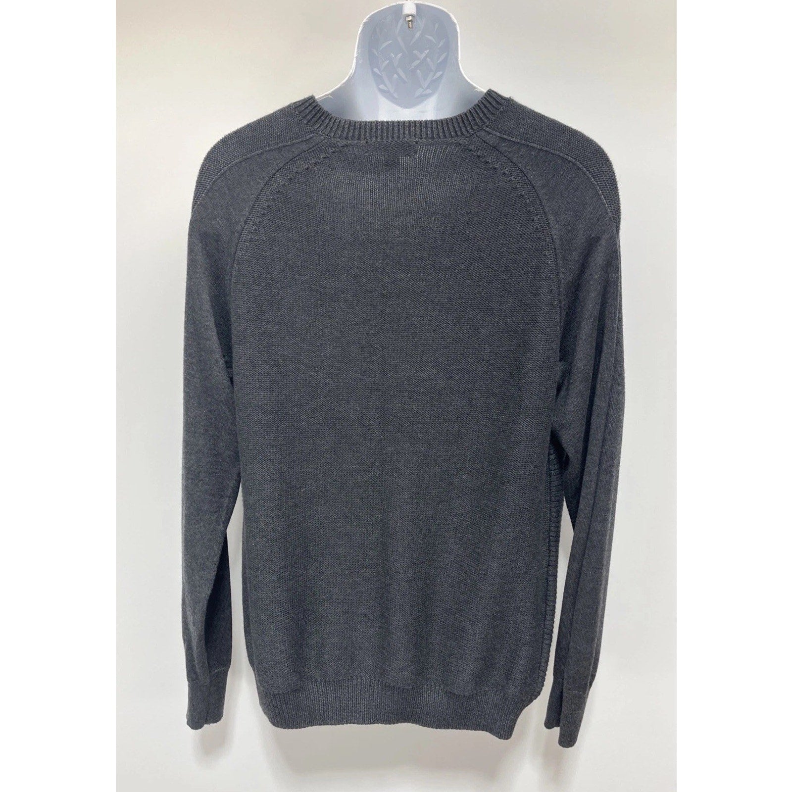 Calvin Klein men's size L pullover sweater gray v-neck long sleeve ribbed front