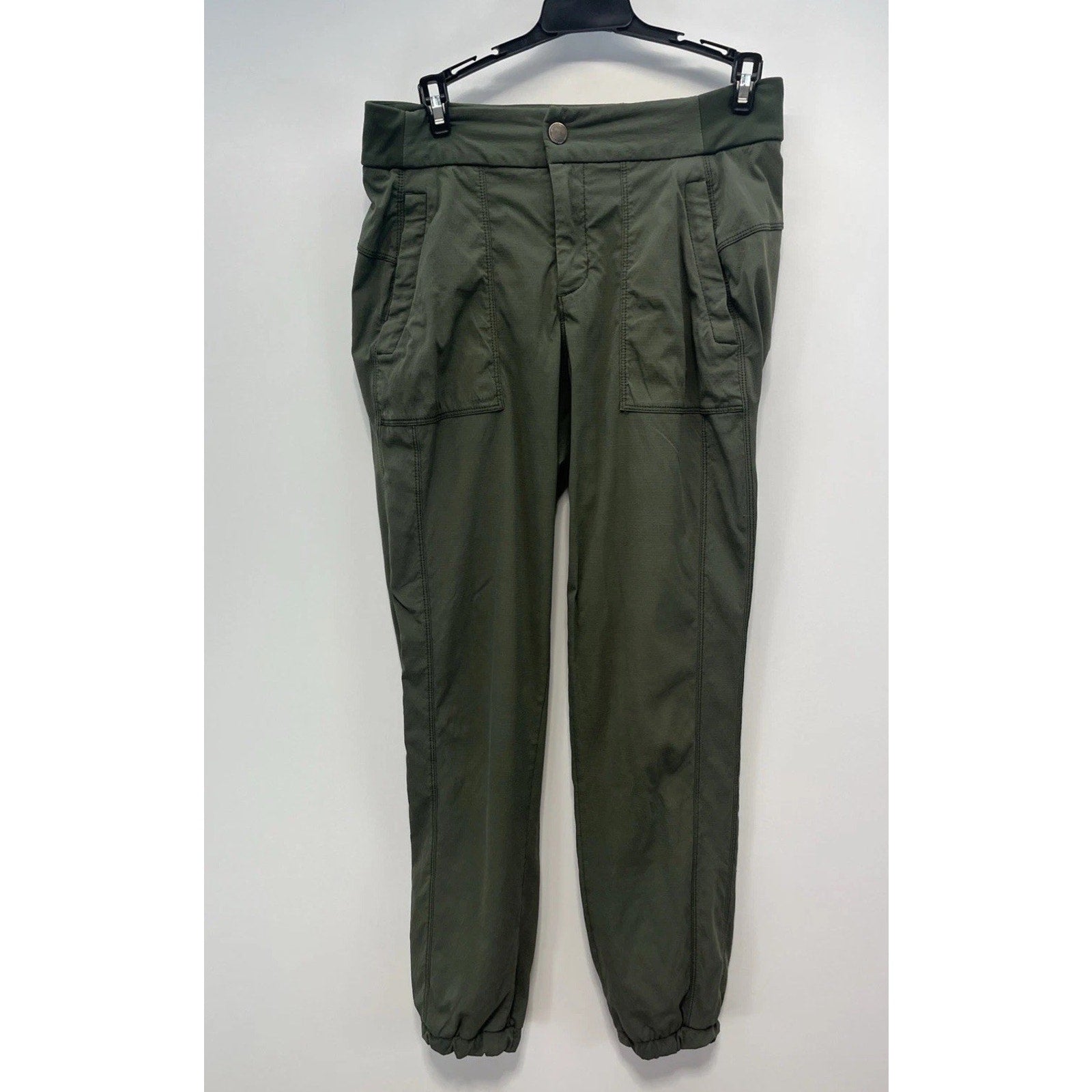 Athleta Trekkie 2.0 Joggers Women's 2 Army Green Stretch Fabric Slim Leg Cuffed