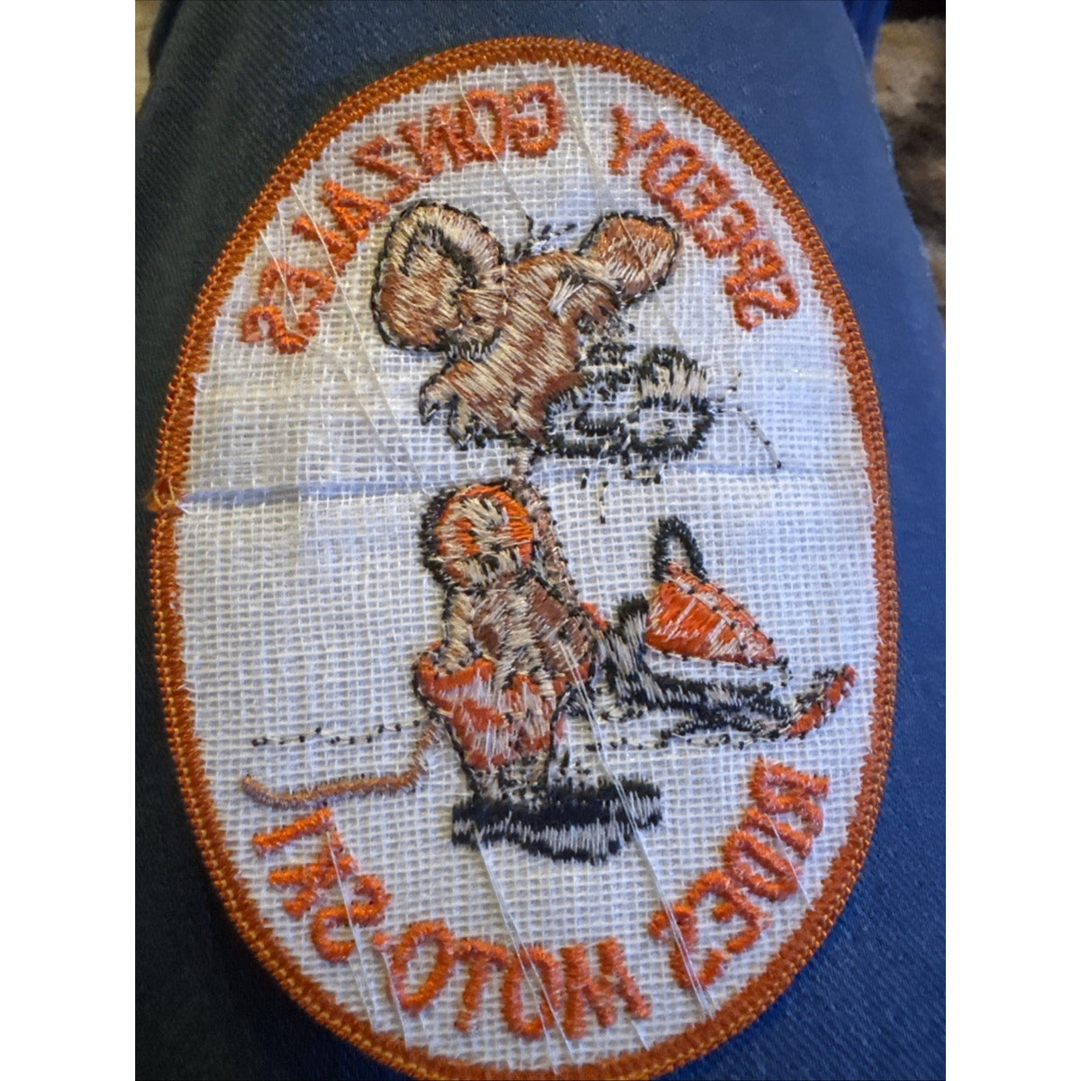Vintage 1970s Speedy Gonzales Rides Moto-Ski Snowmobile Patch Sew On MINT