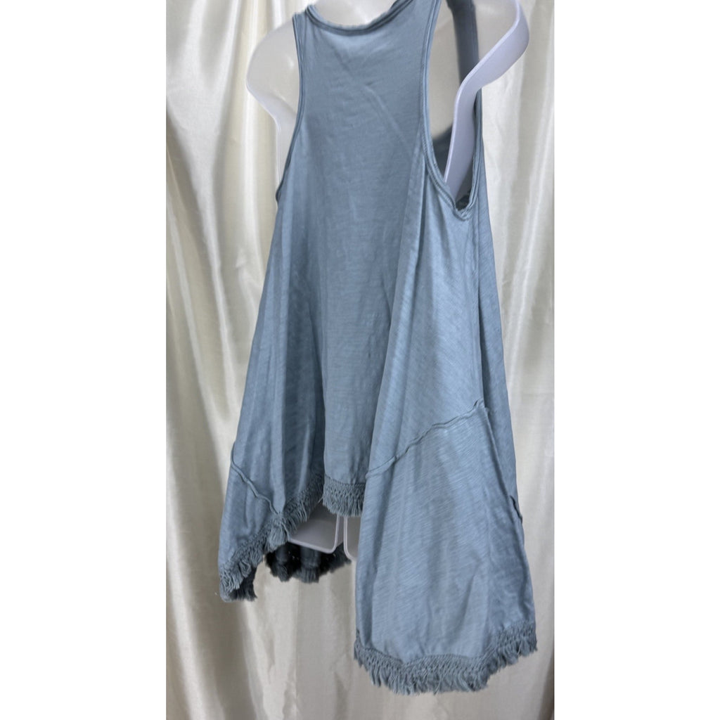Umgee Green Ruffled Tank Women's Size Small Scoop Neck Stretch