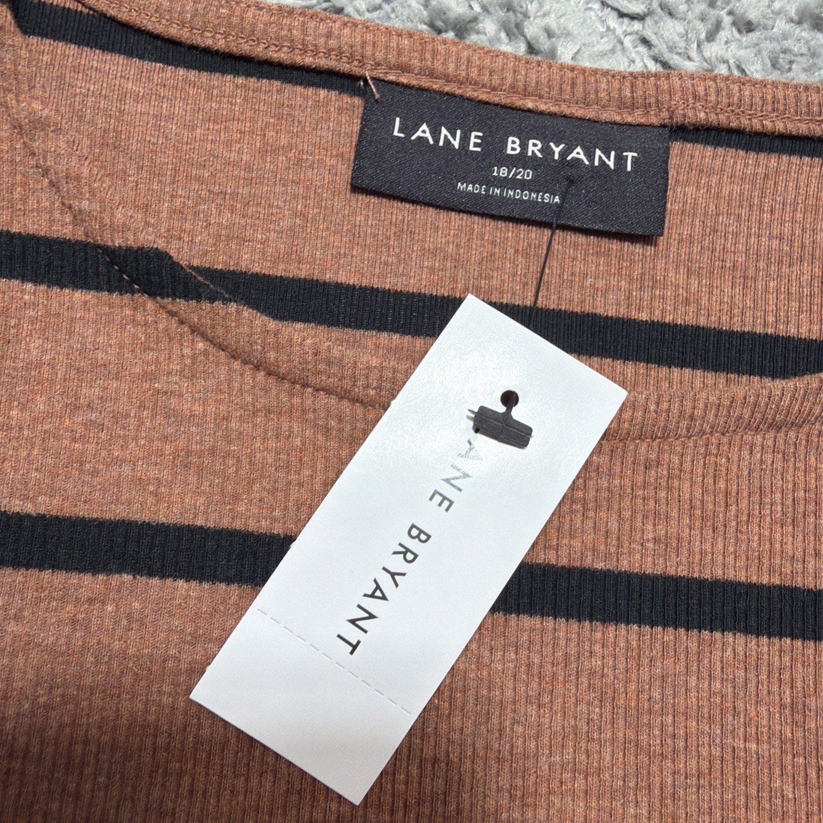 Lane Bryant Classic LS Crew Neck Double Ruffled Ribbed Top New Plus 18/20