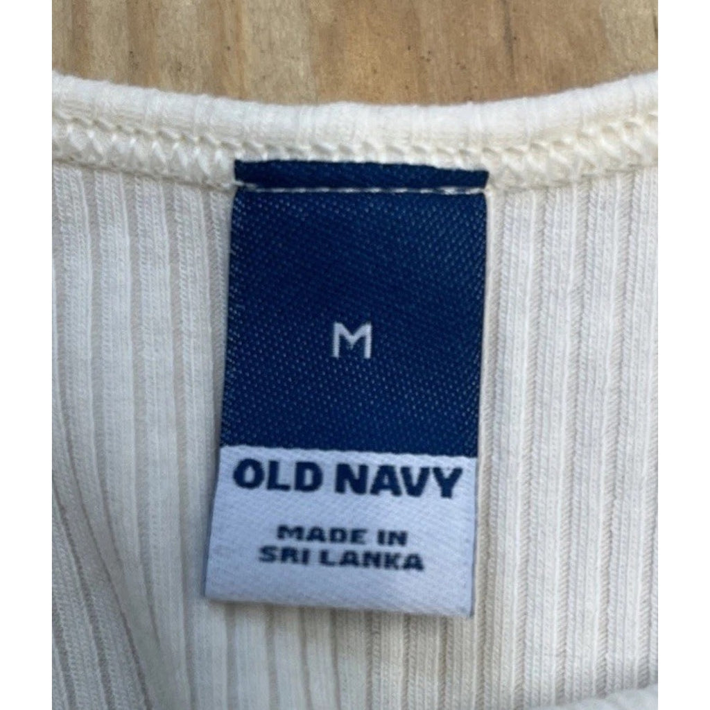 Old Navy Rib Knit Cotton Blend White Body Suit Size M