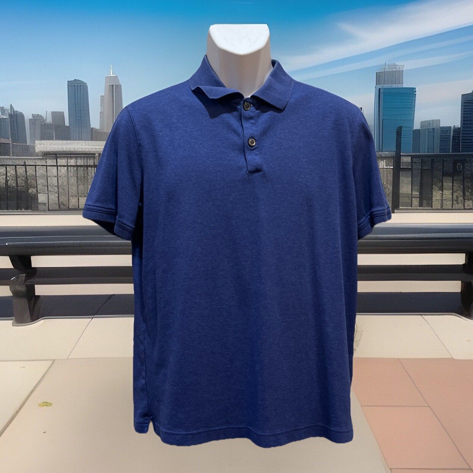 Banana Republic Luxury Touch Polo Shirt Men's Size Large L Solid Dark Blue
