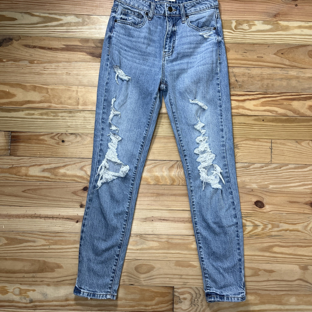 Eunina Tobi Women's Size 1 Super High Rise Distressed Ankle Mom Jeans 27x28.5