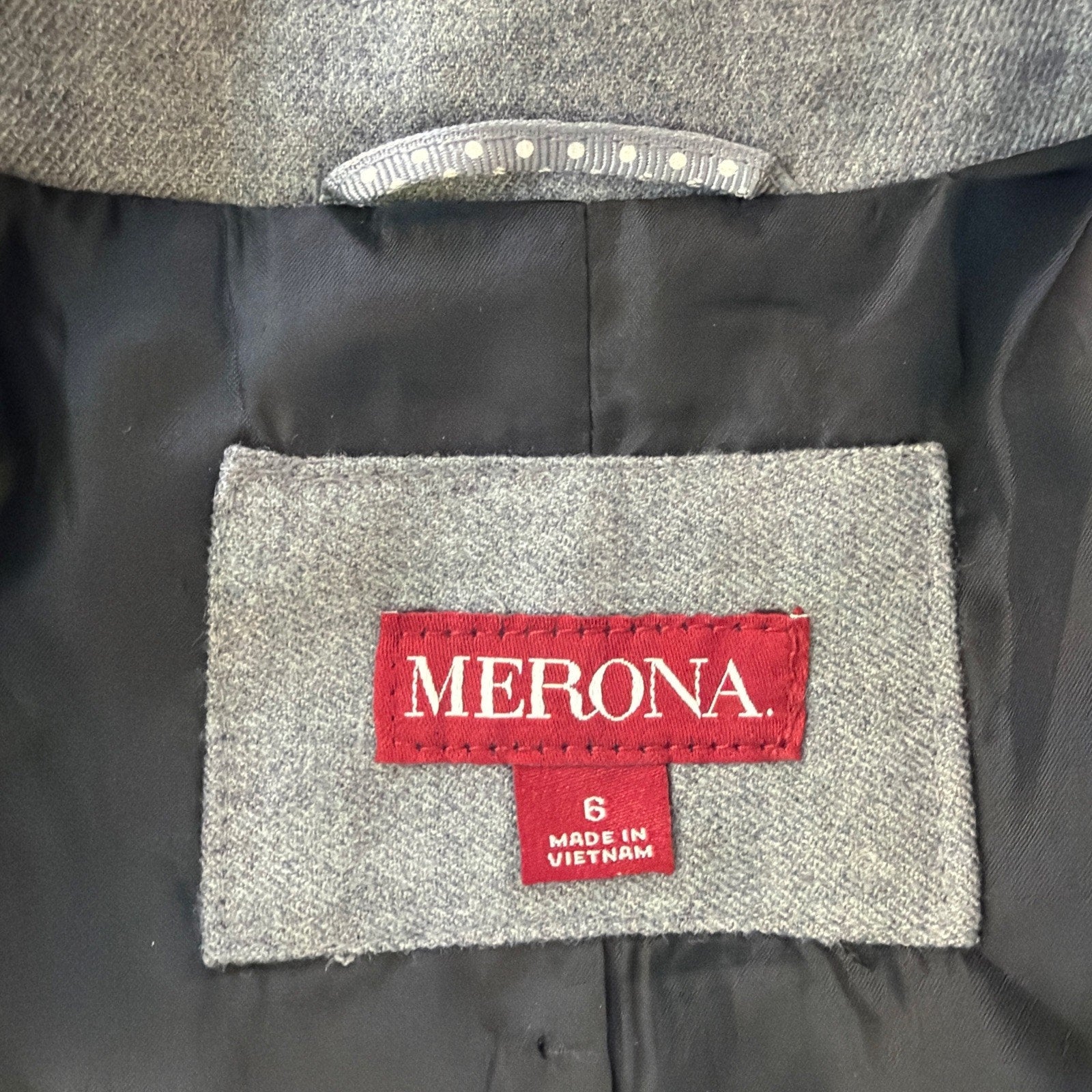 MERONA Blazer 6 Womens Gray Single Button Wool Blend NWT