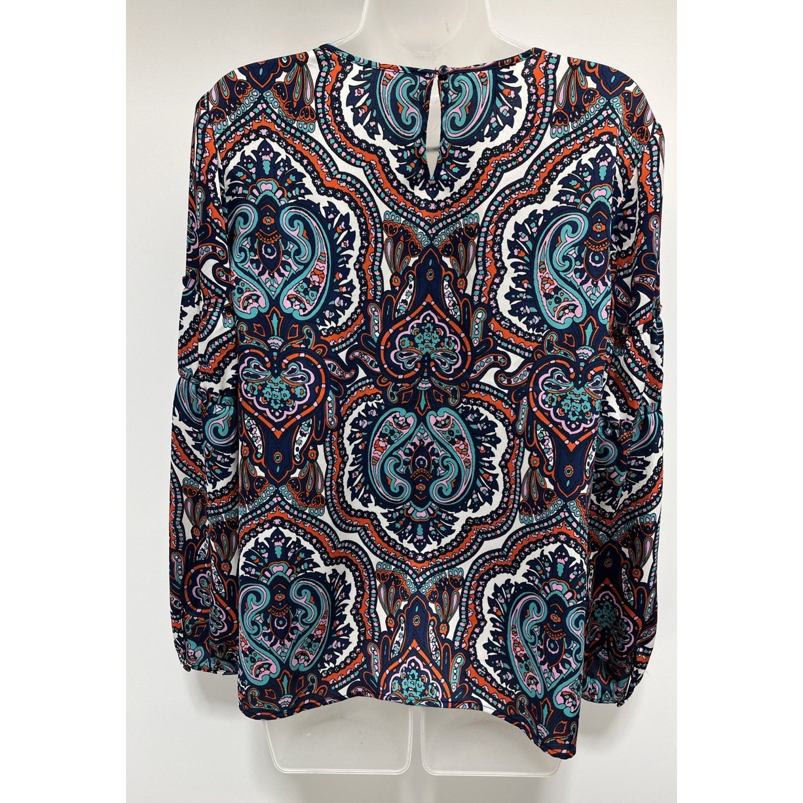 Talbots Boho Multicolor Paisley Print Long Sleeve Blouse Size M