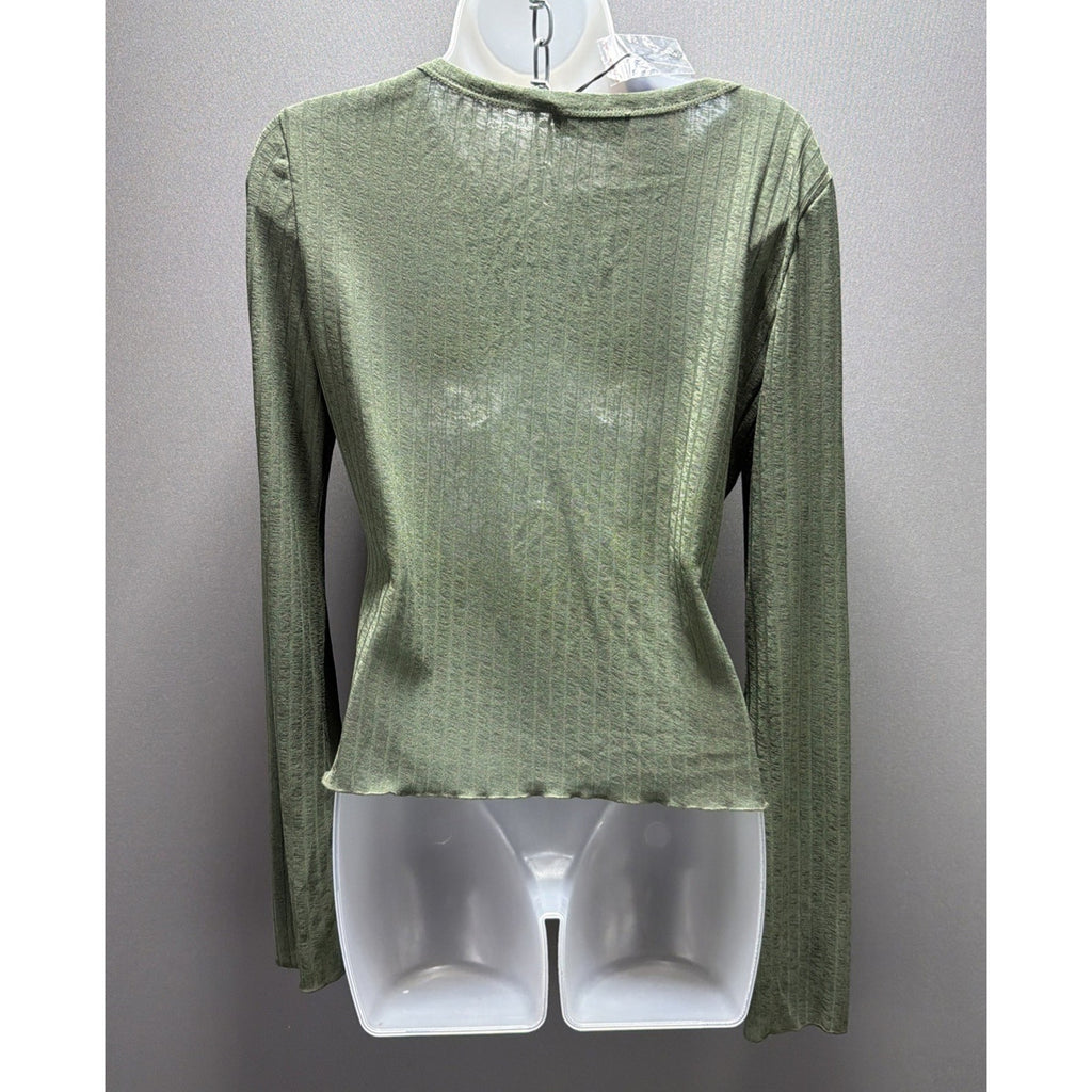 Cider Asymmetrical Long Sleeve Button Top Ribbed Size XL NWT