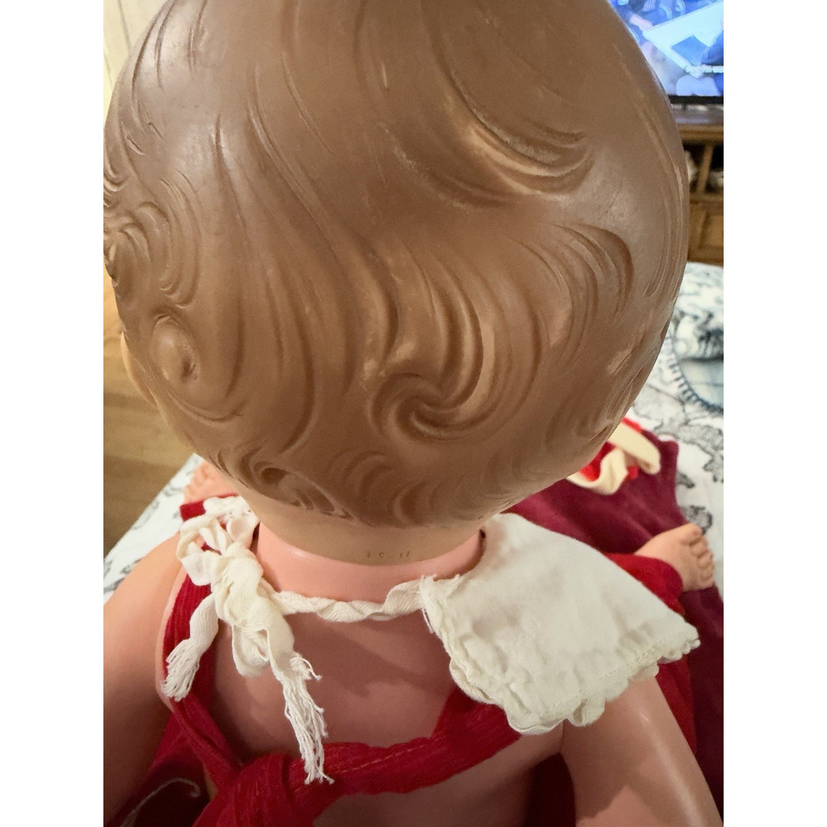 Vintage Baby Doll 24” Molded Brown Hair Sleep Eyes 25-11 Red Outfit Santa Hat