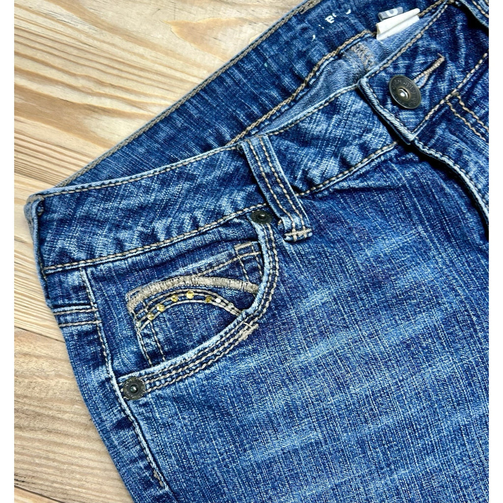 APT.9 Jeans Women's size6 Bootcut Distressed Denim Stretch Mid Rise (30x29).