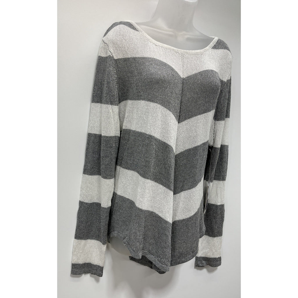 NWT Jennifer Lopez Light Weight Metallic White Gray Long Sleeve Sweater Size XL
