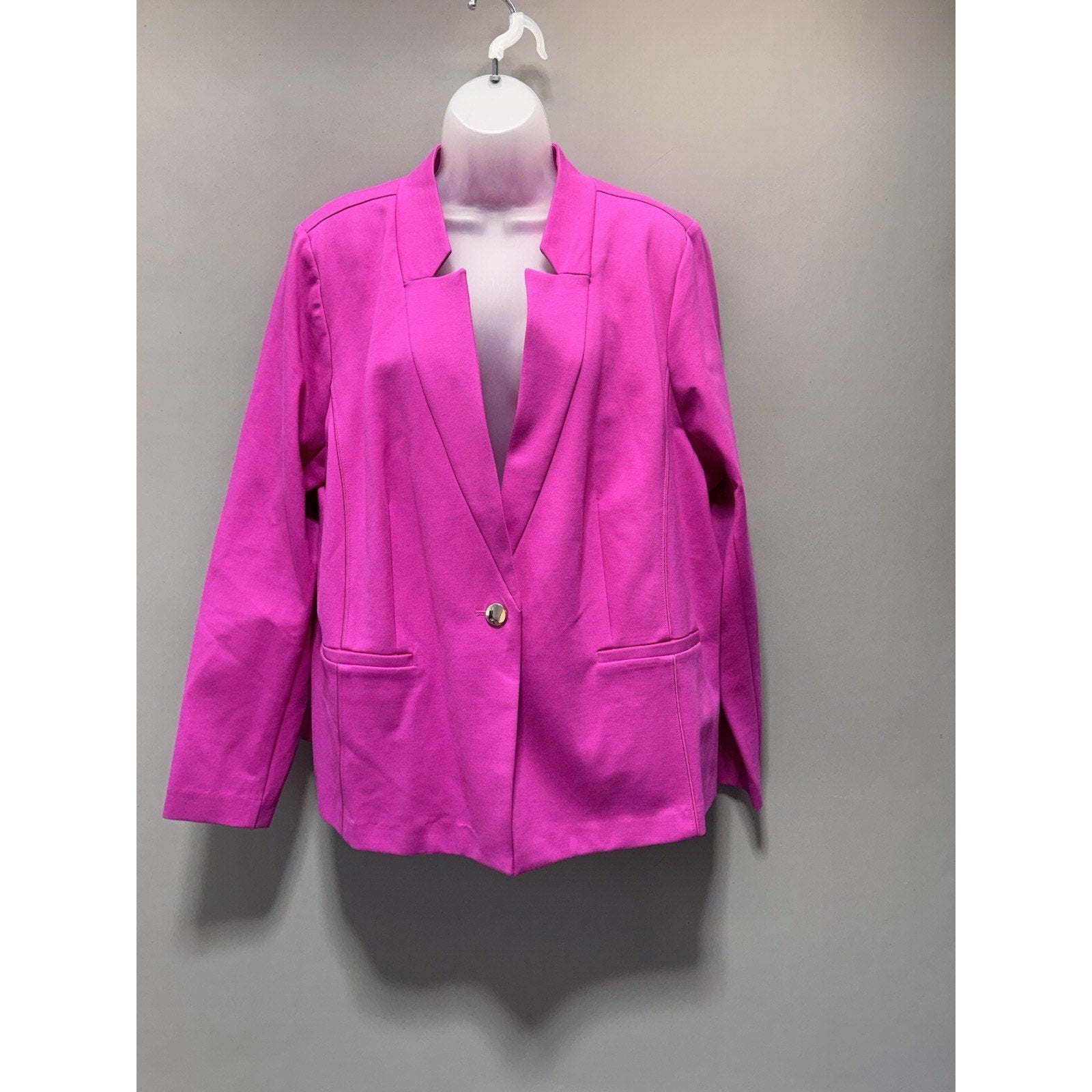 ELOQUII Womens 22 Hot Pink Blazer One Button Career Office Stretch Jacket NWT