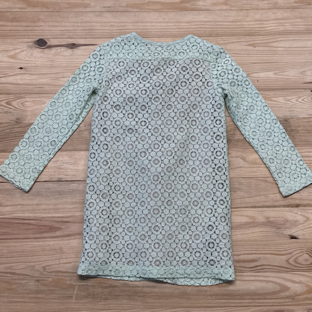 Victoria Beckham Mint Lace Girls Lined Green Dress Long Sleeve Size Small