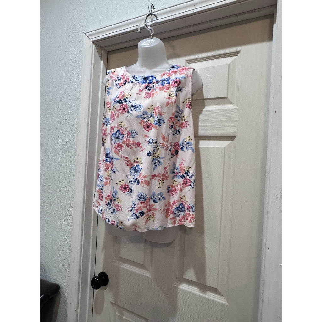 TALBOTS Light Pink Floral Tank Sleeveless Blouse Top Size Women’s Large