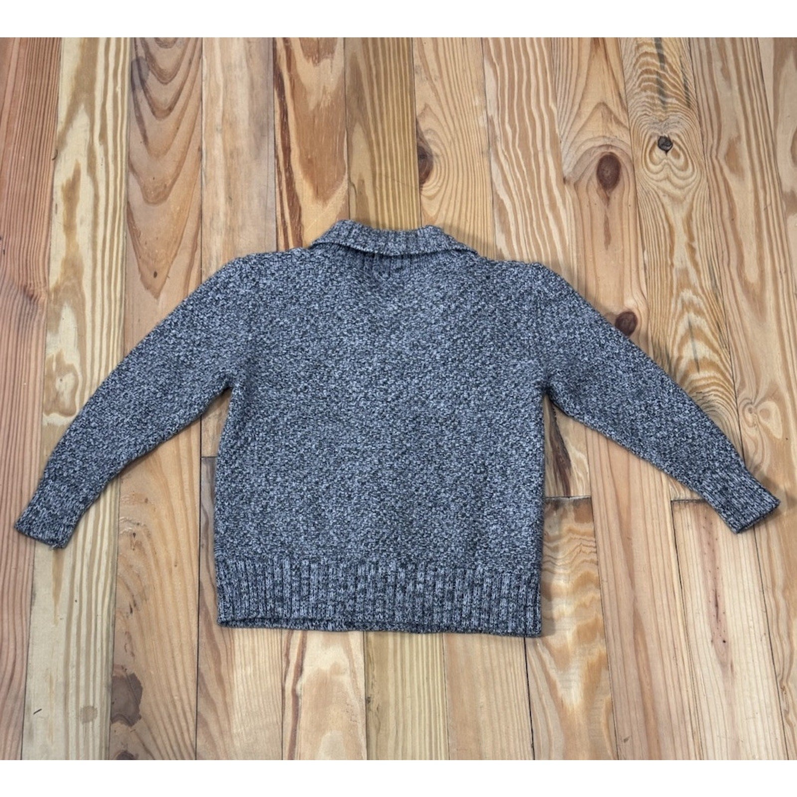 Cat & Jack Boys Size XS (4/5) Gray Shawl Collar Cable Knit Cardigan Sweater