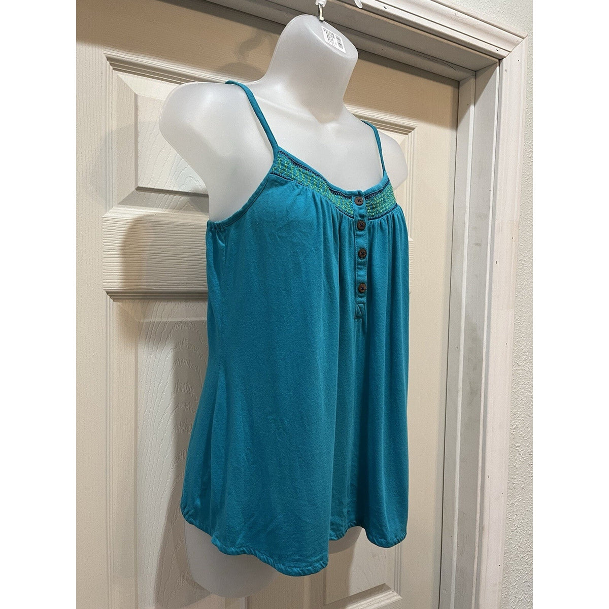 Old Navy Teal Blue Embellished Button Front Women's Size Medium Tank Top