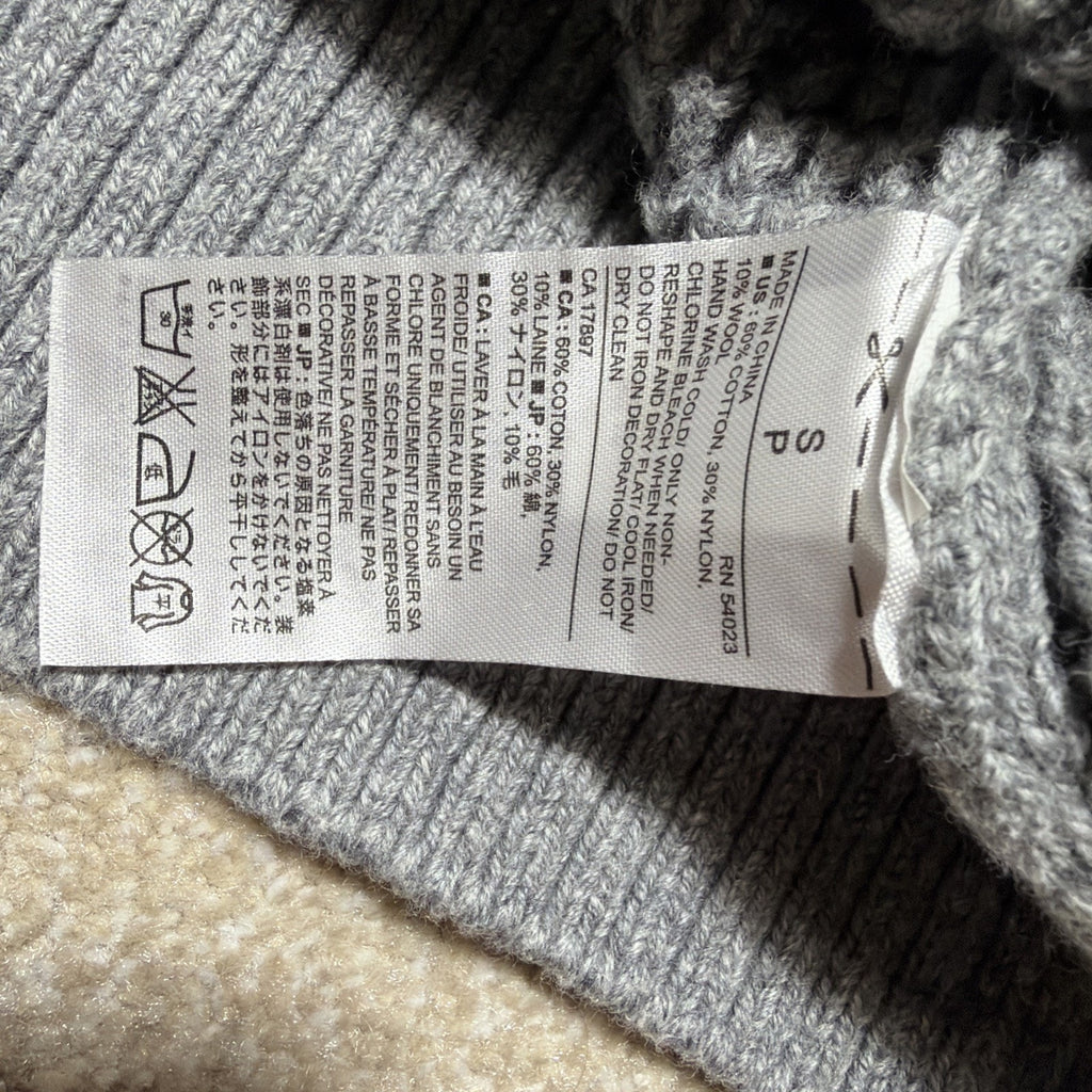 Banana Republic Yoke Waffle Knit Sweater Women's M Gray