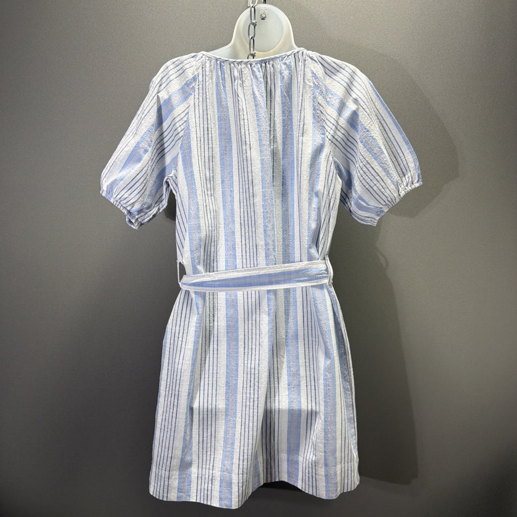 Free Assembly Shirt Dress Womens Small Belted Midi Short Sleeves Blue Stripes