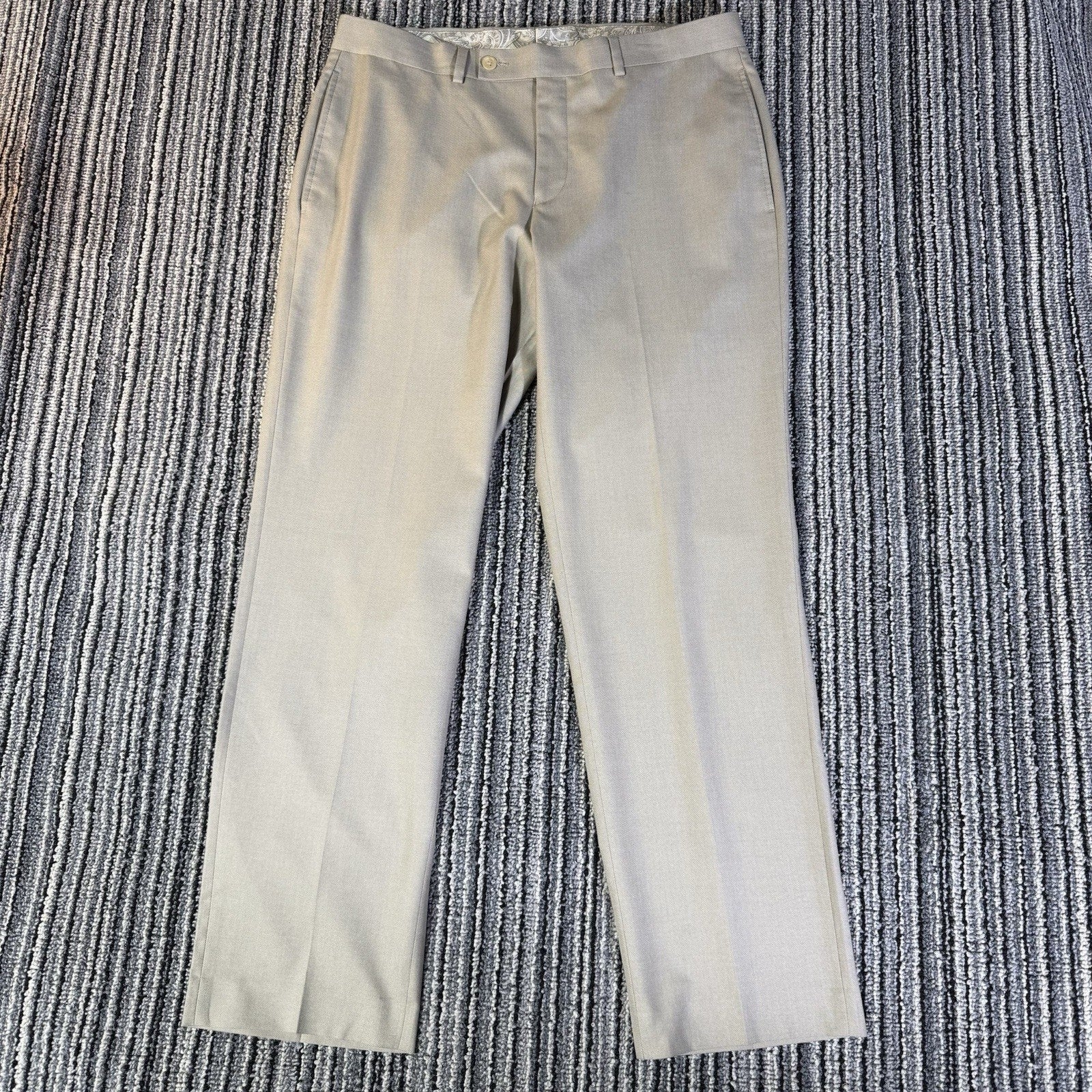 Lauren Ralph Lauren Mens 33x30 Beige Dress Pants Flat Front Straight Paisley