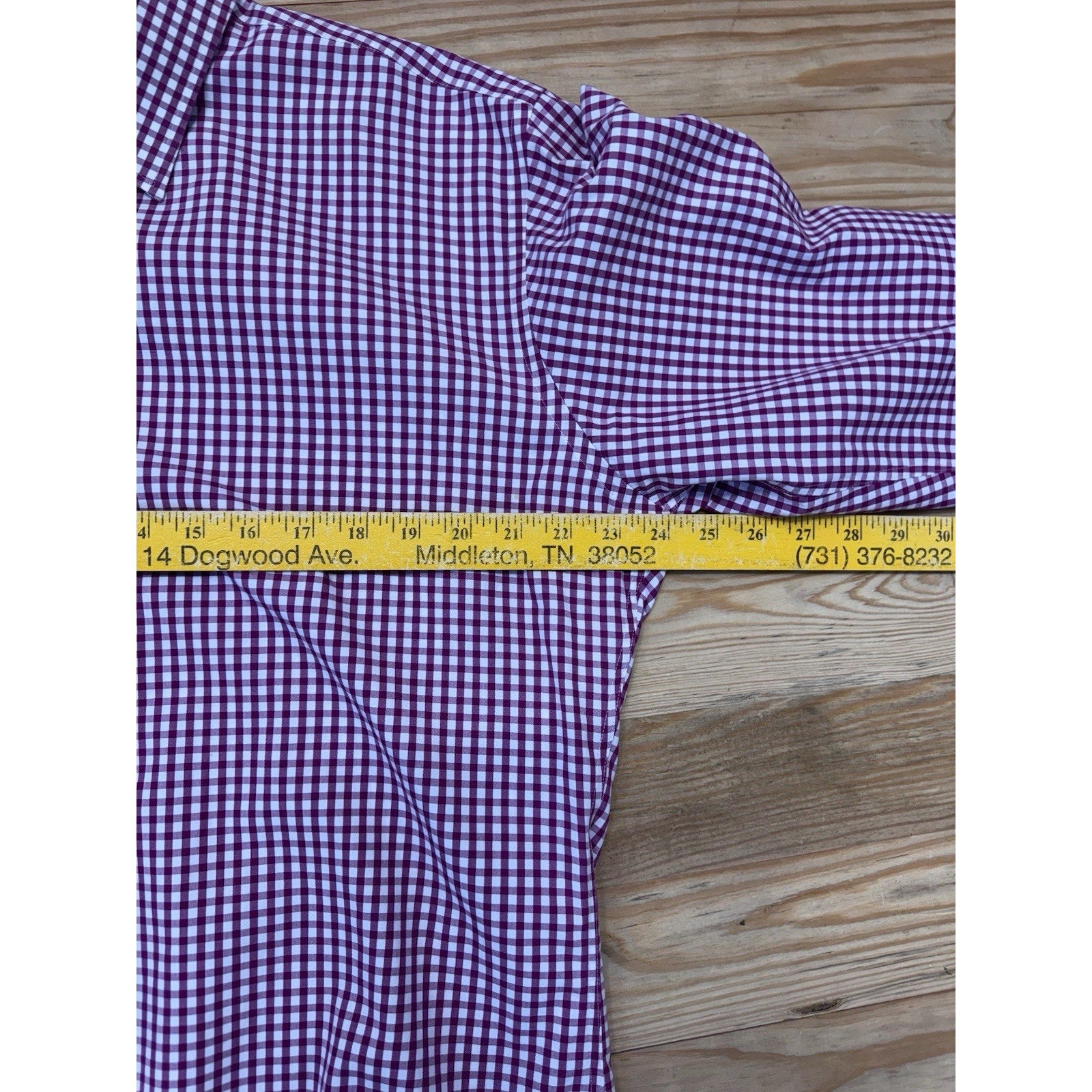 Egara Men Size 16 1/2-34/35 Check Non- Iron Slim Fit Cuffs Long Sleeve Shirt