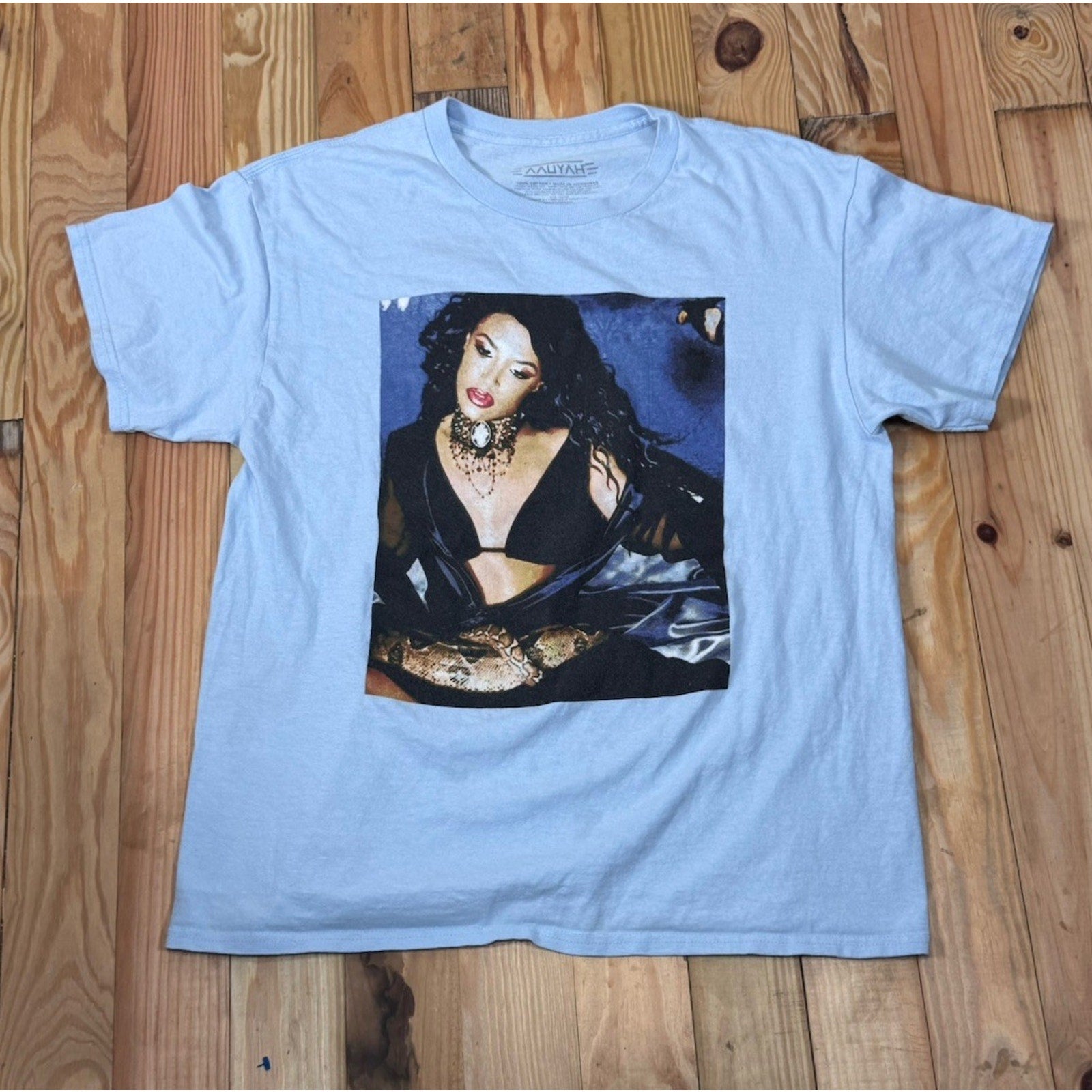 Aaliyah Light Blue Unisex Band T-Shirt Size Large By Aaliyah Brand